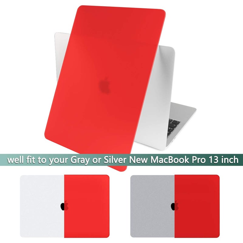Batianda Laptop Case for New MacBook Pro 13 2022 2020 Release Plastic Hard Shell Cover with Keyboard Cover and Screen Protector for Mac Pro 13'' Touch Bar Model M2 M1 A2338/A2289/A2251,Matte Red - Image 2